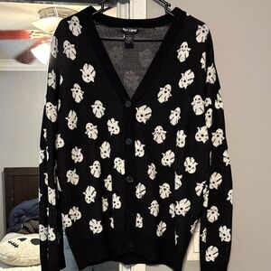 Hot Topic Black Cardigan with White Ghosts